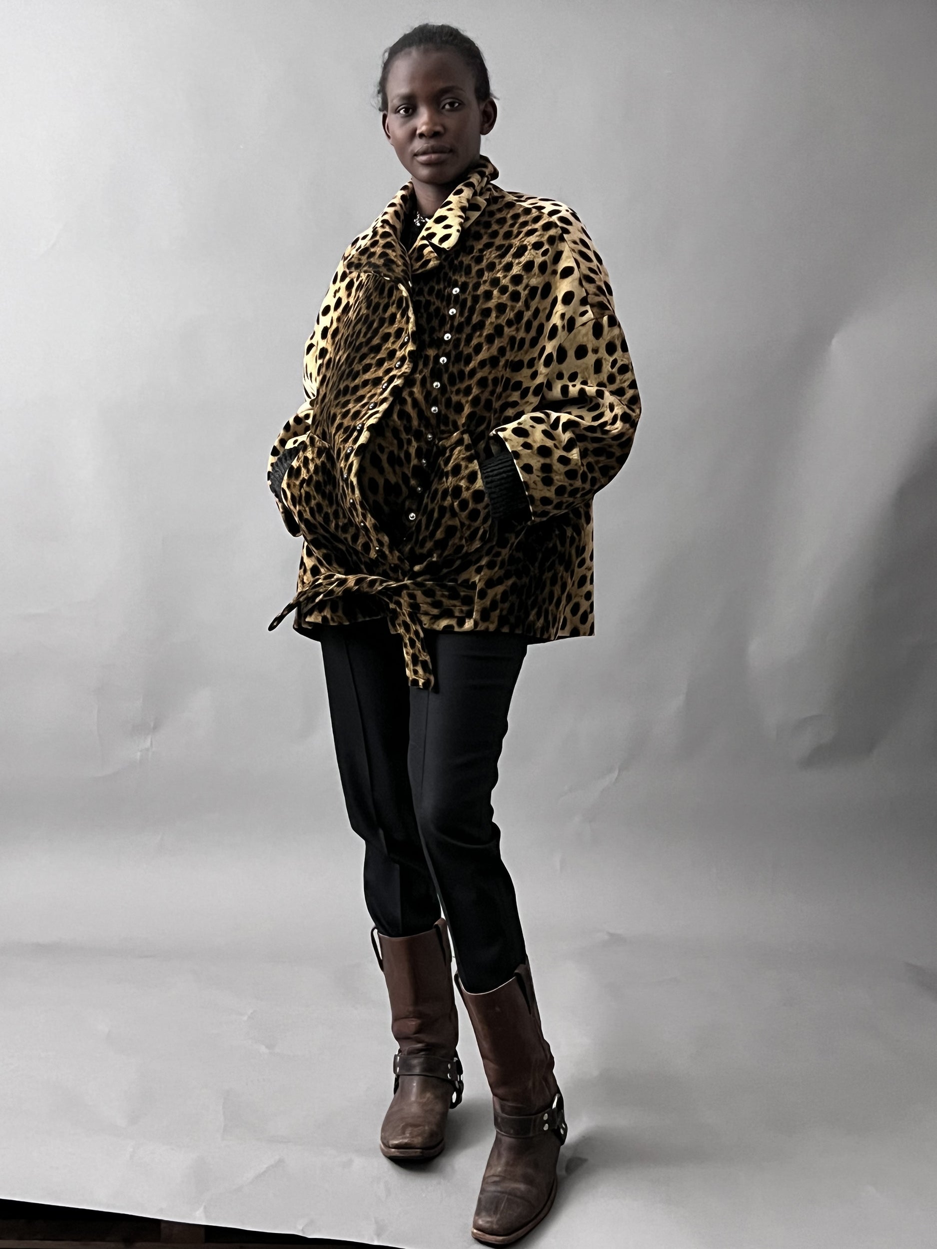 Ref. BRANDO MJ - cheetah print velvet jacket