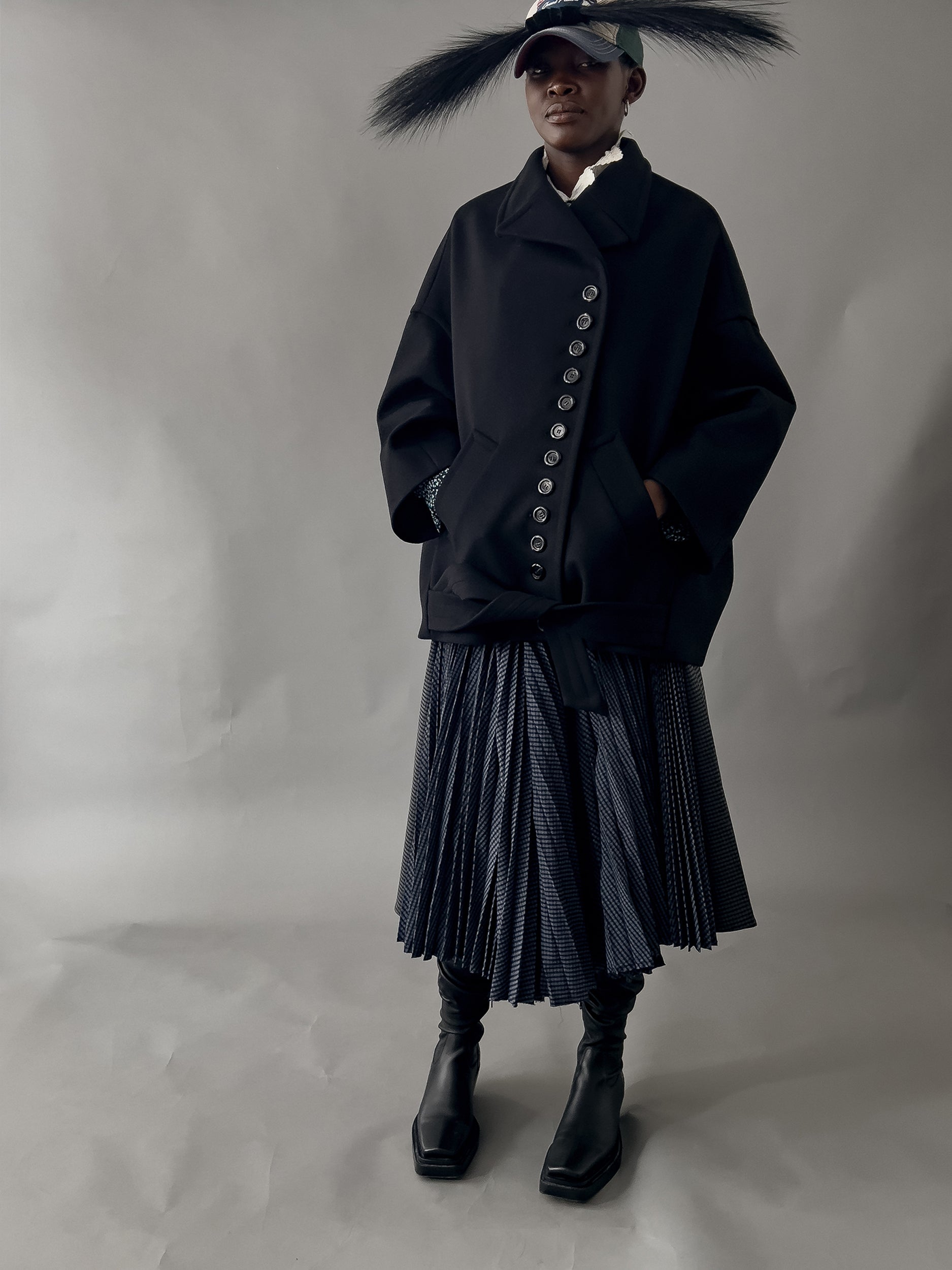 Ref. BRANDO MJ- black wool melton jacket