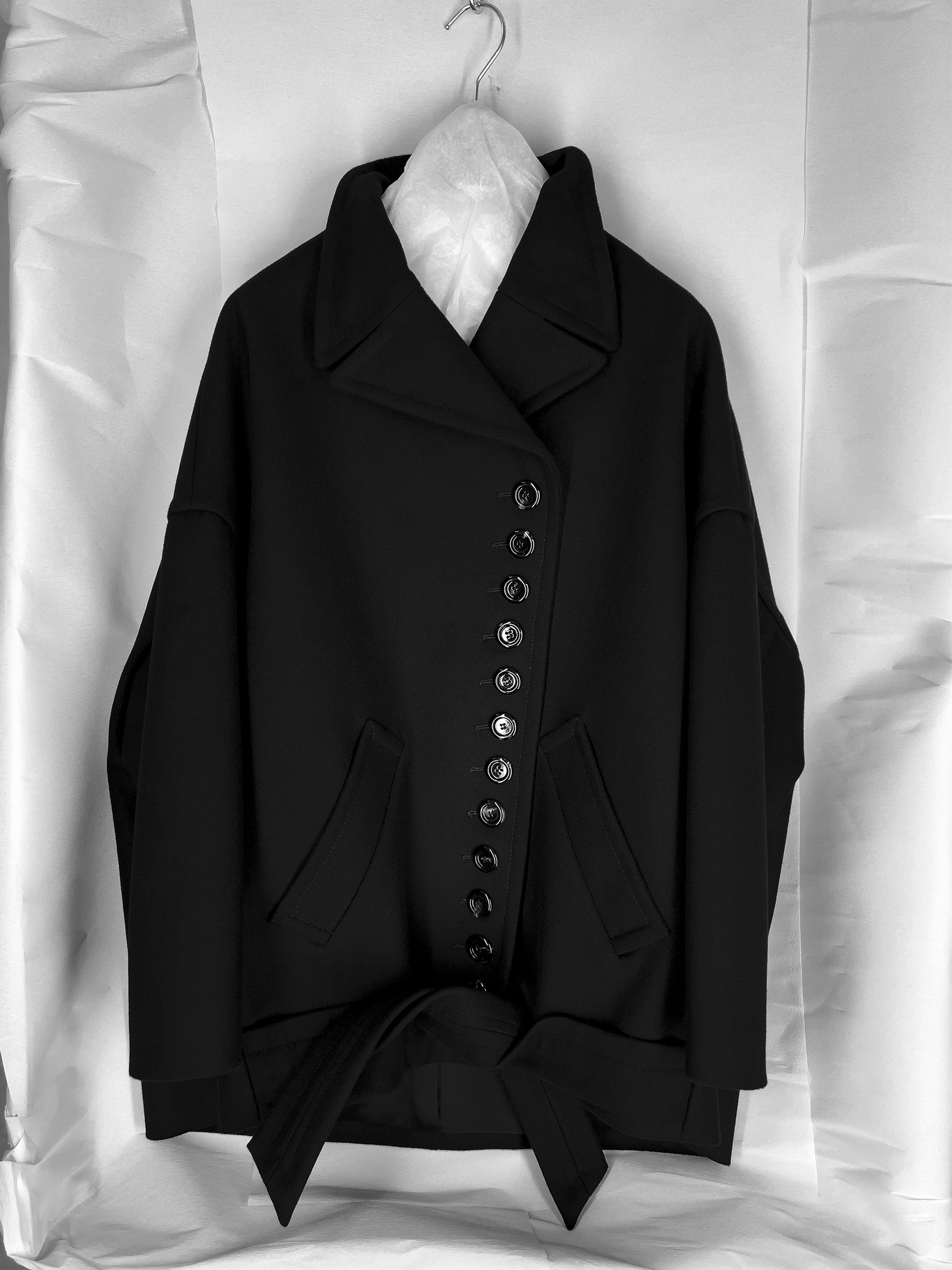 Ref. BRANDO MJ- black wool melton jacket