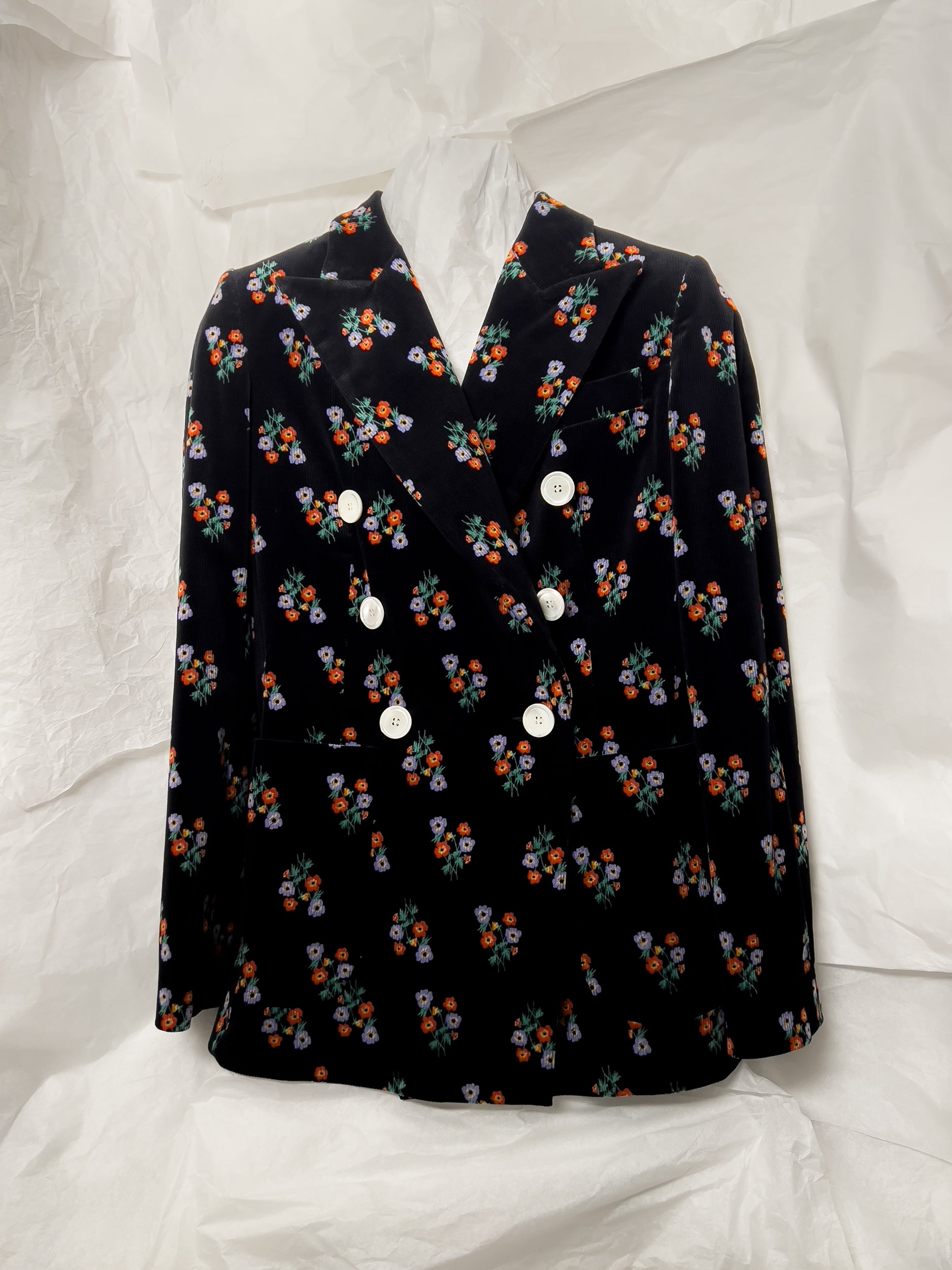 Ref. PALOMA DB J- black floral print cotton corduroy jacket