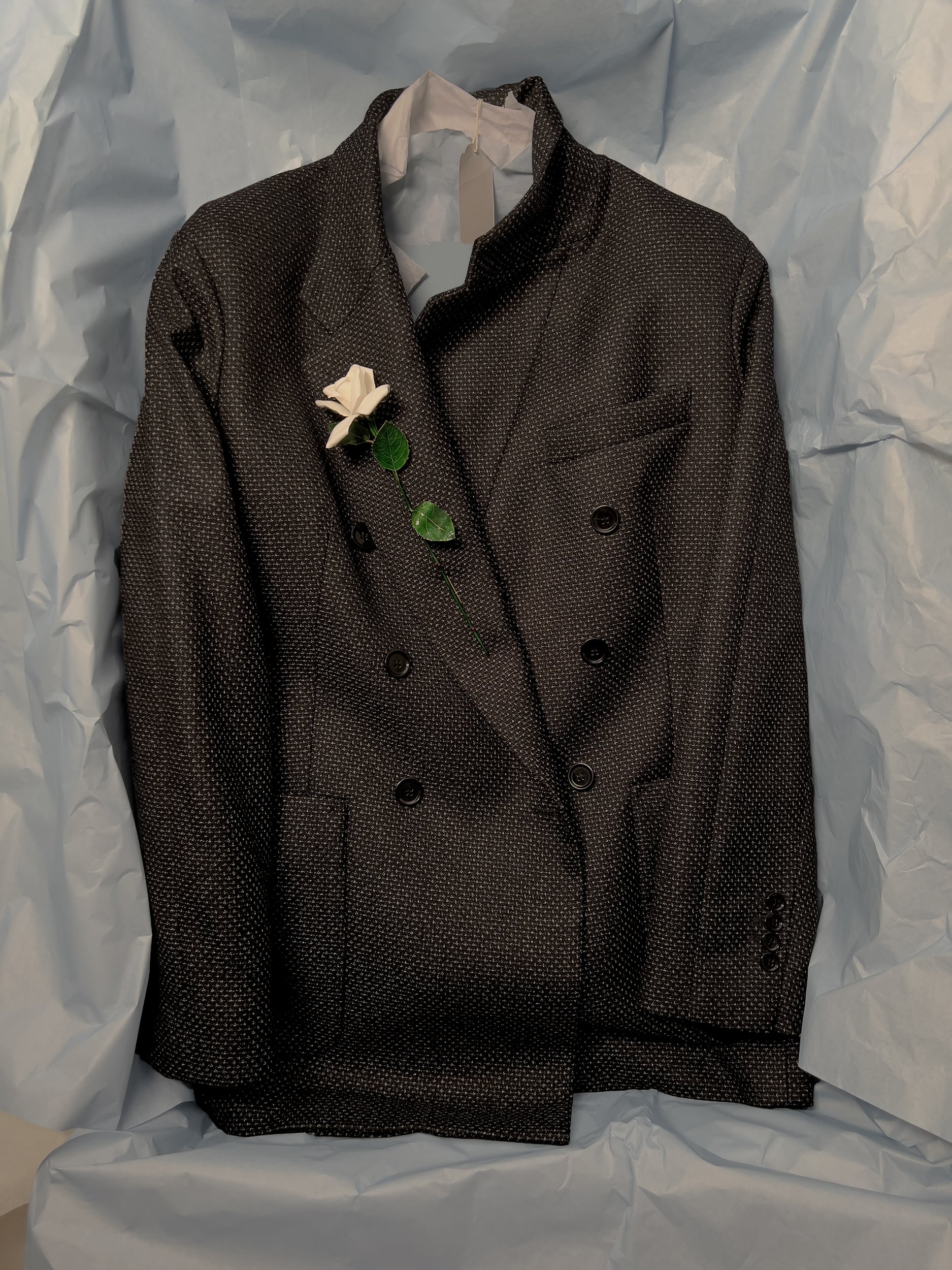 Ref. ROSE DB J- charcoal grey/white silk wool jacket