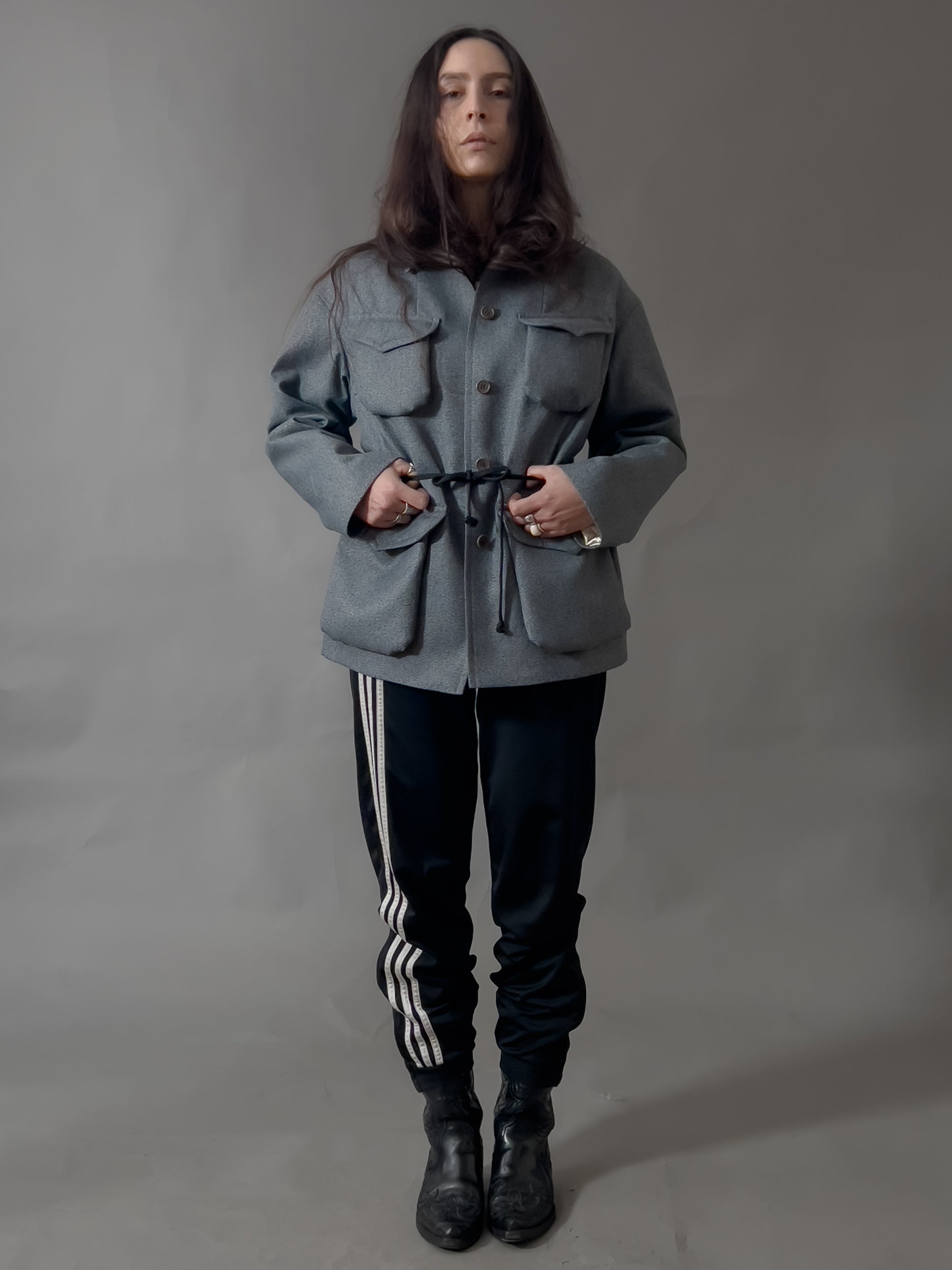 Ref. M & M Jacket - bluish grey/black mélange twill workers jacket