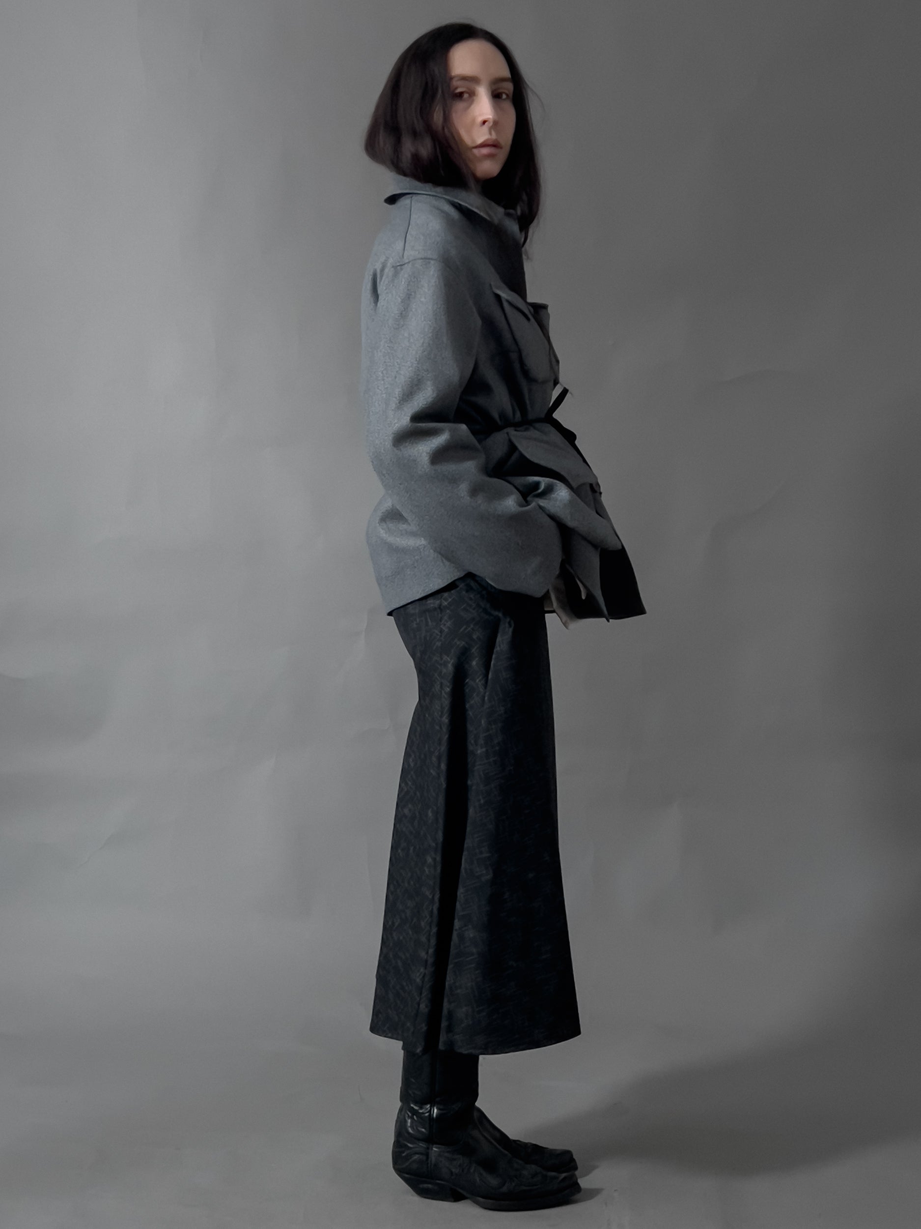 Ref. M & M Jacket - bluish grey/black mélange twill workers jacket