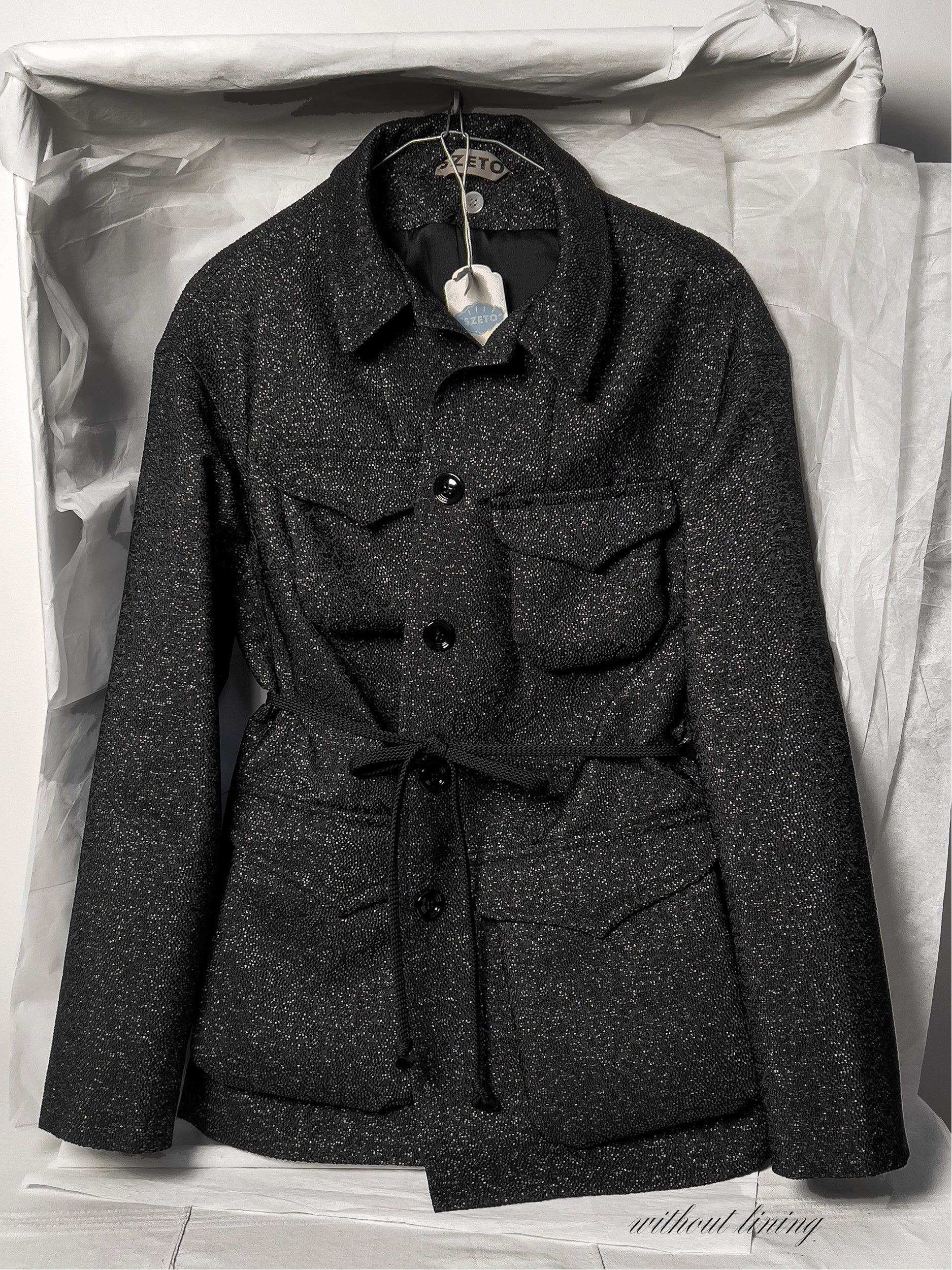 Ref. M & M Jacket - gunmetal & matte silver brocad jacquard jacket