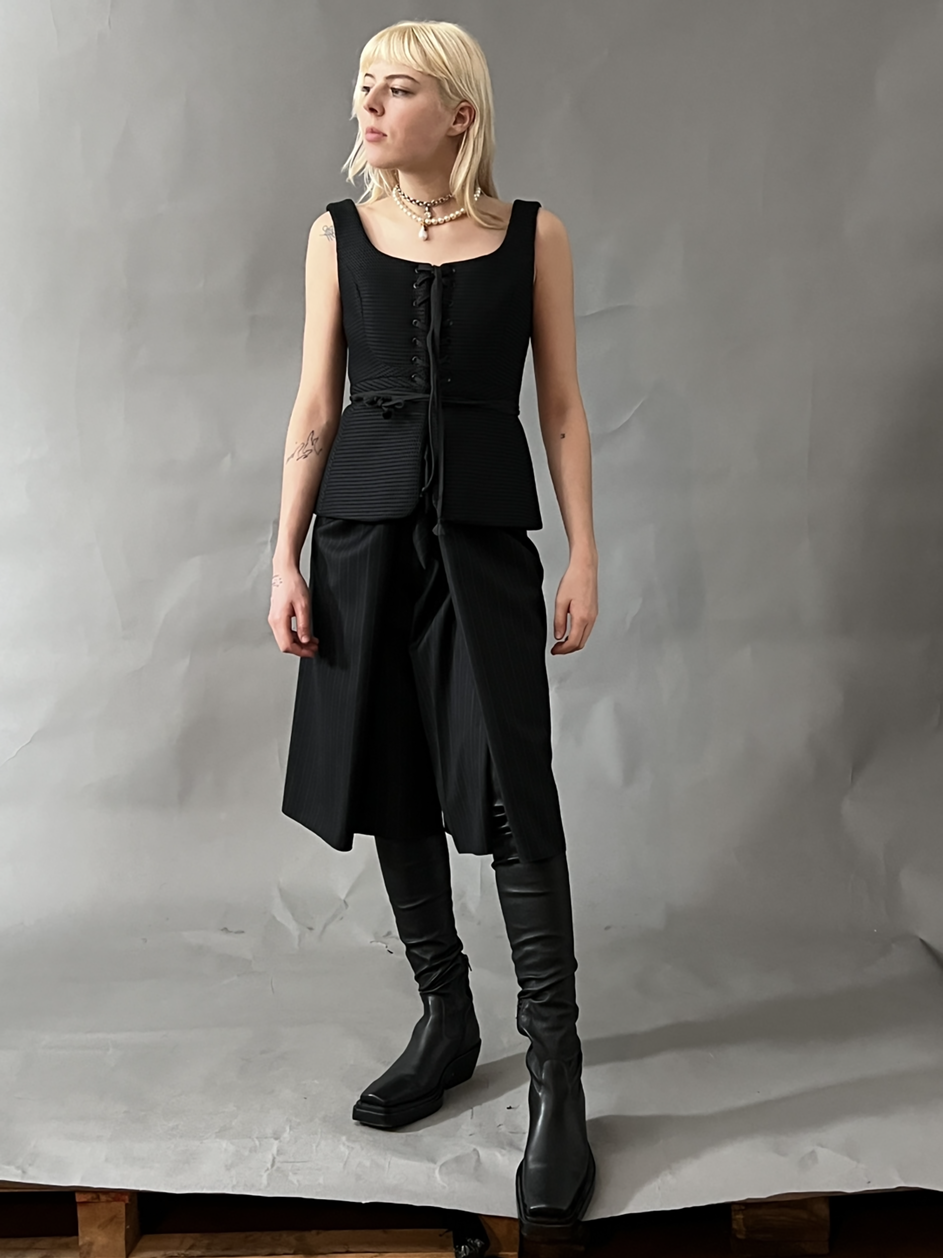 Ref. ERIN CORSET TOP - pique neoprene lace up