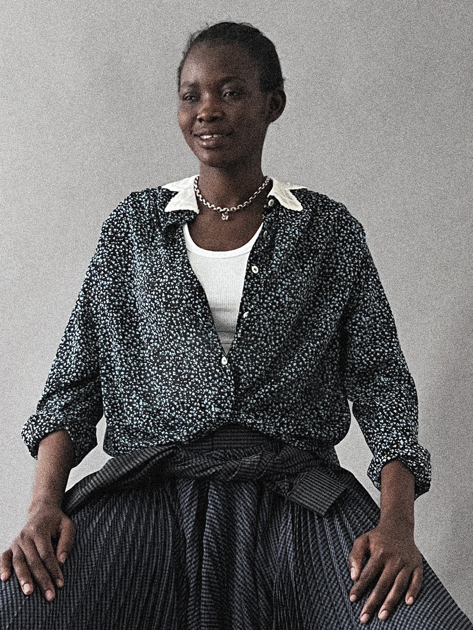 Ref. ZORI TOP 1 - prairie print silk stretch blouse
