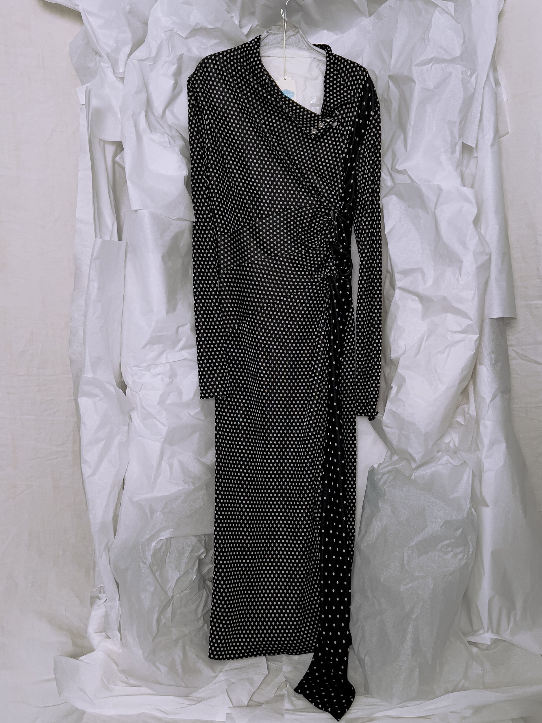 Ref. SIDE XXX DR -  b/w polka dot jersey dress