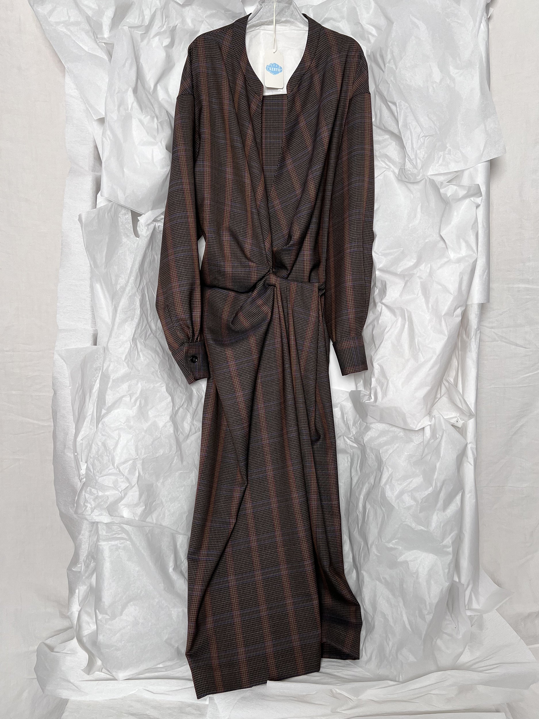Ref. VIDA DR- Prince of Wales check wool shirt dress