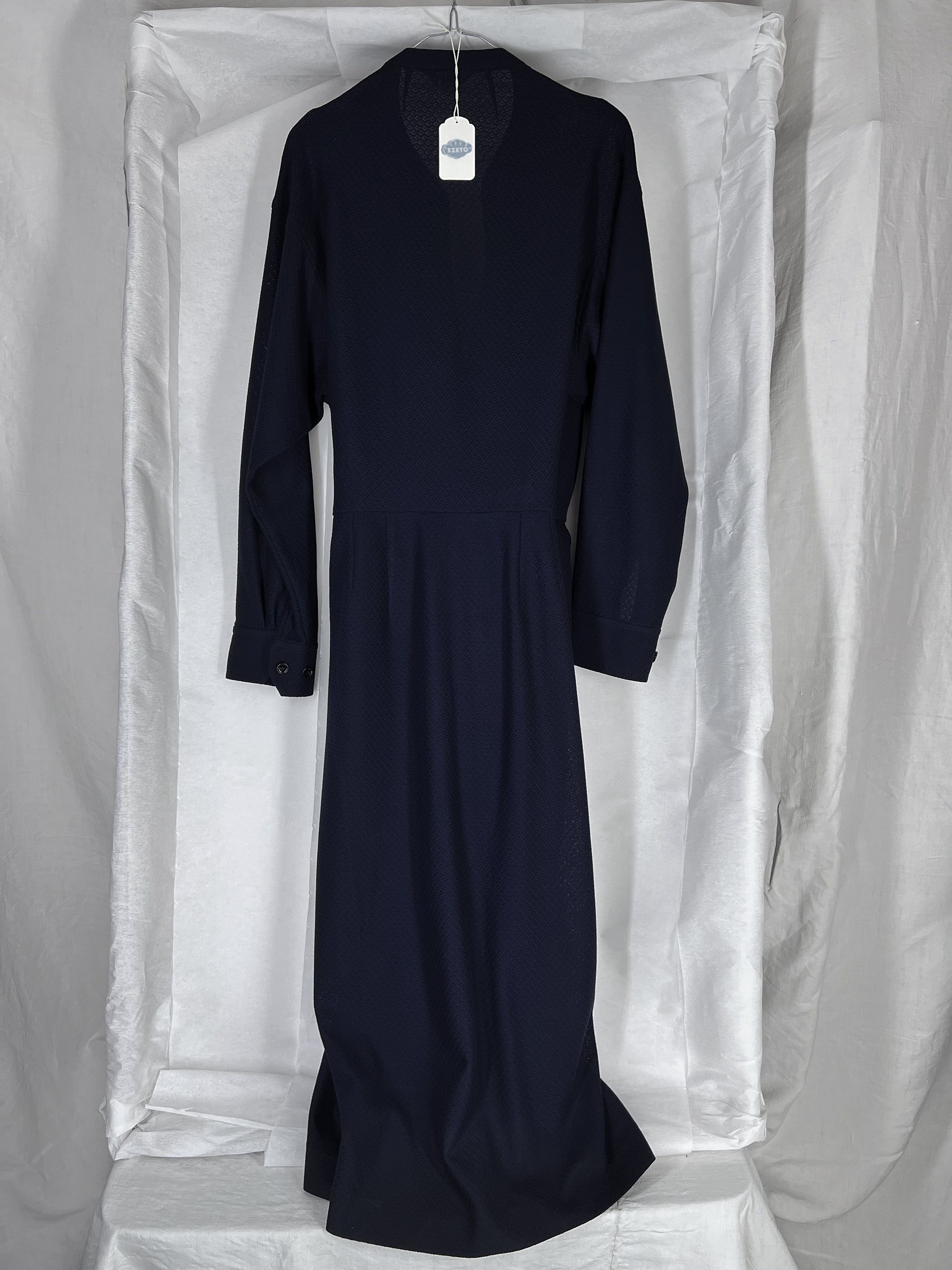 Ref. VIDA DR- navy jersey faux wrap shirt dress