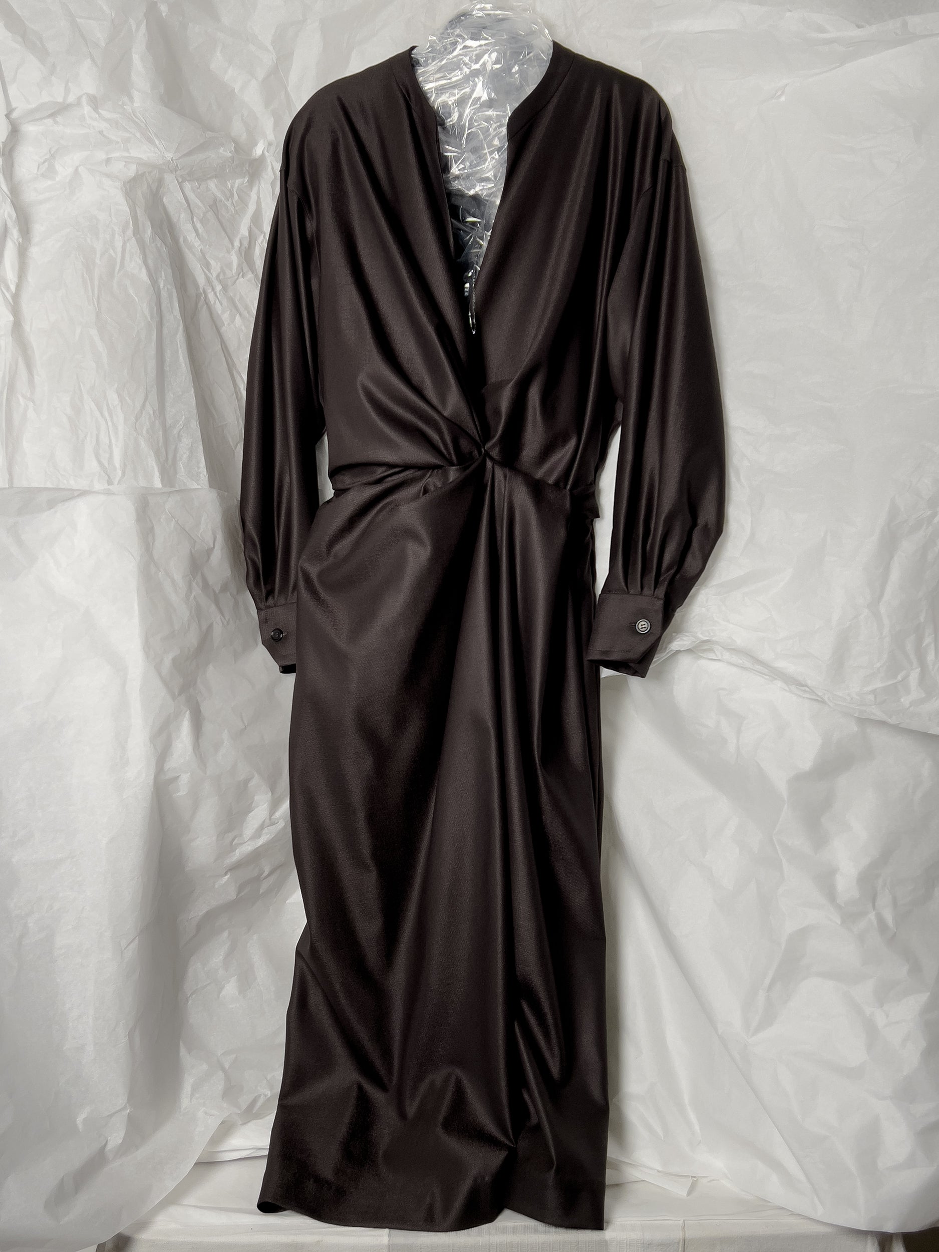 Ref. VIDA DR - brown wool/silk shirt dress