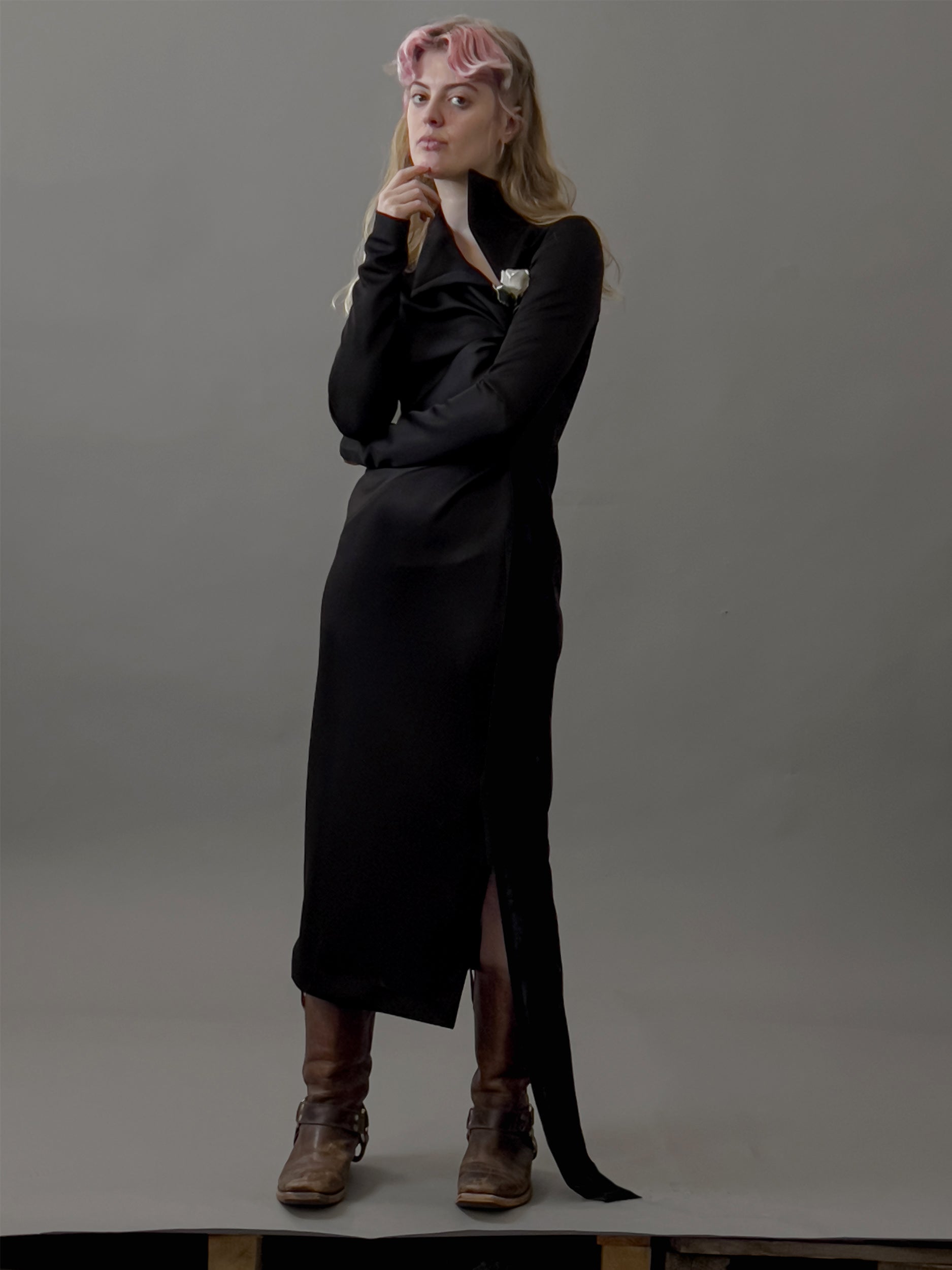 Ref. FABIOLA DRESS - wool cashmere & velvet jersey