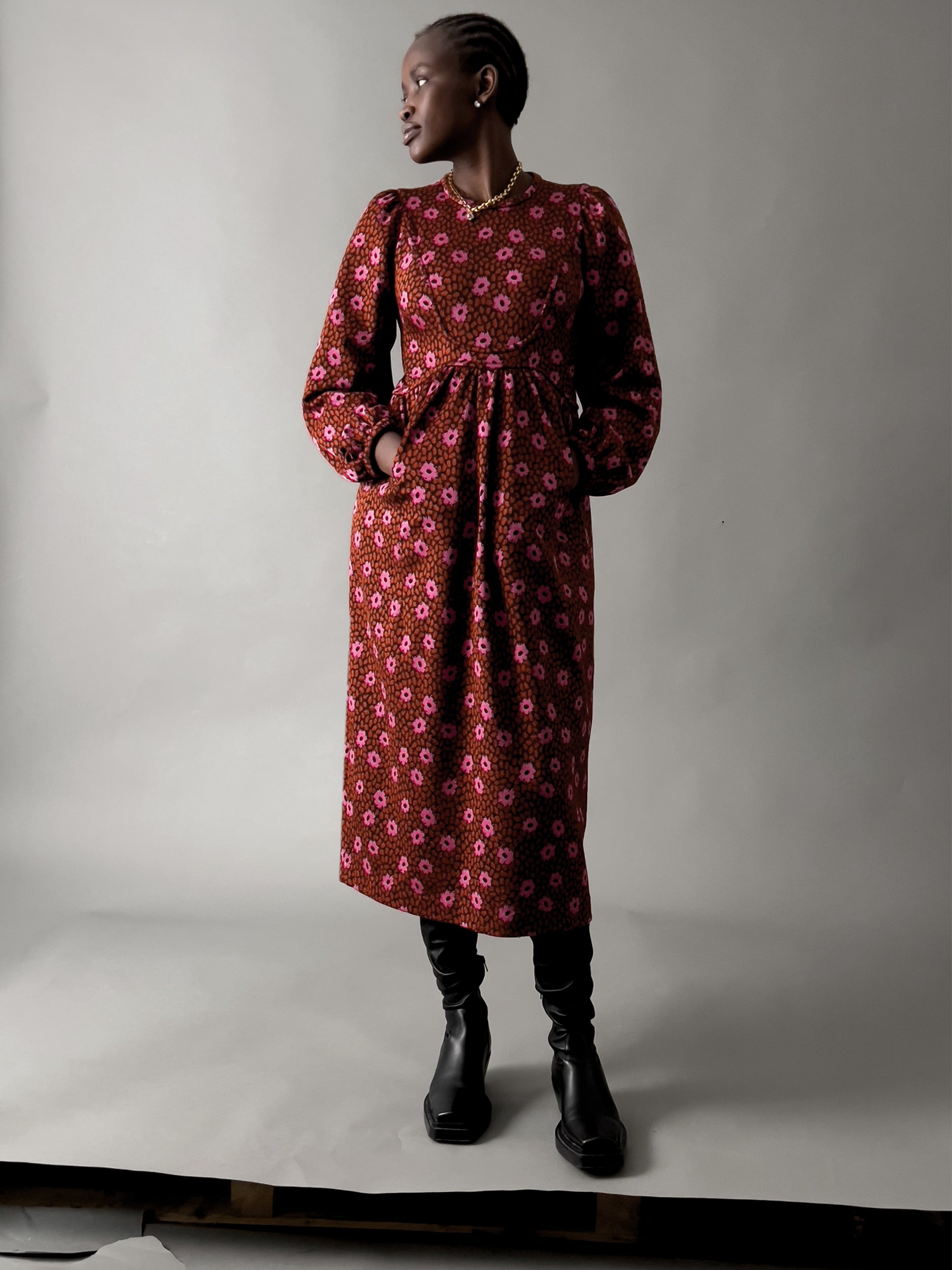Ref. BEE DRESS - floral jacquard knit jersey dress