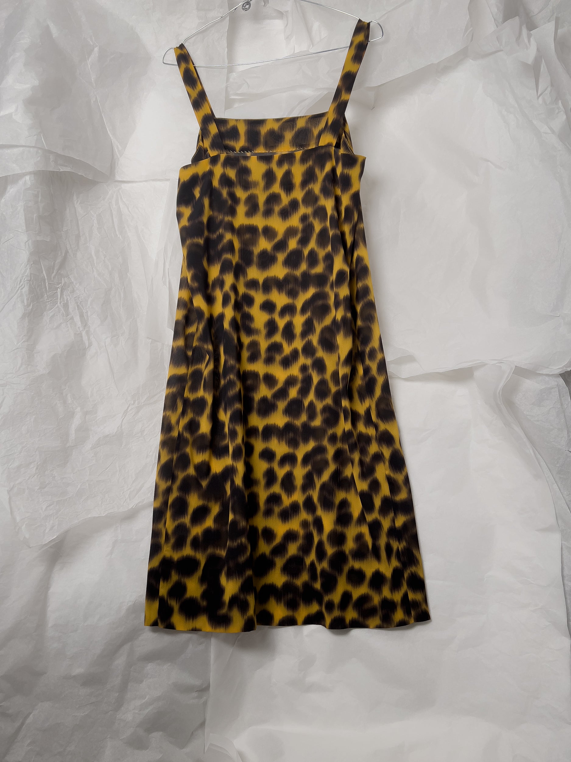 Ref. SLIP DRESS - "ikat" leopard print silk stretch slip dress