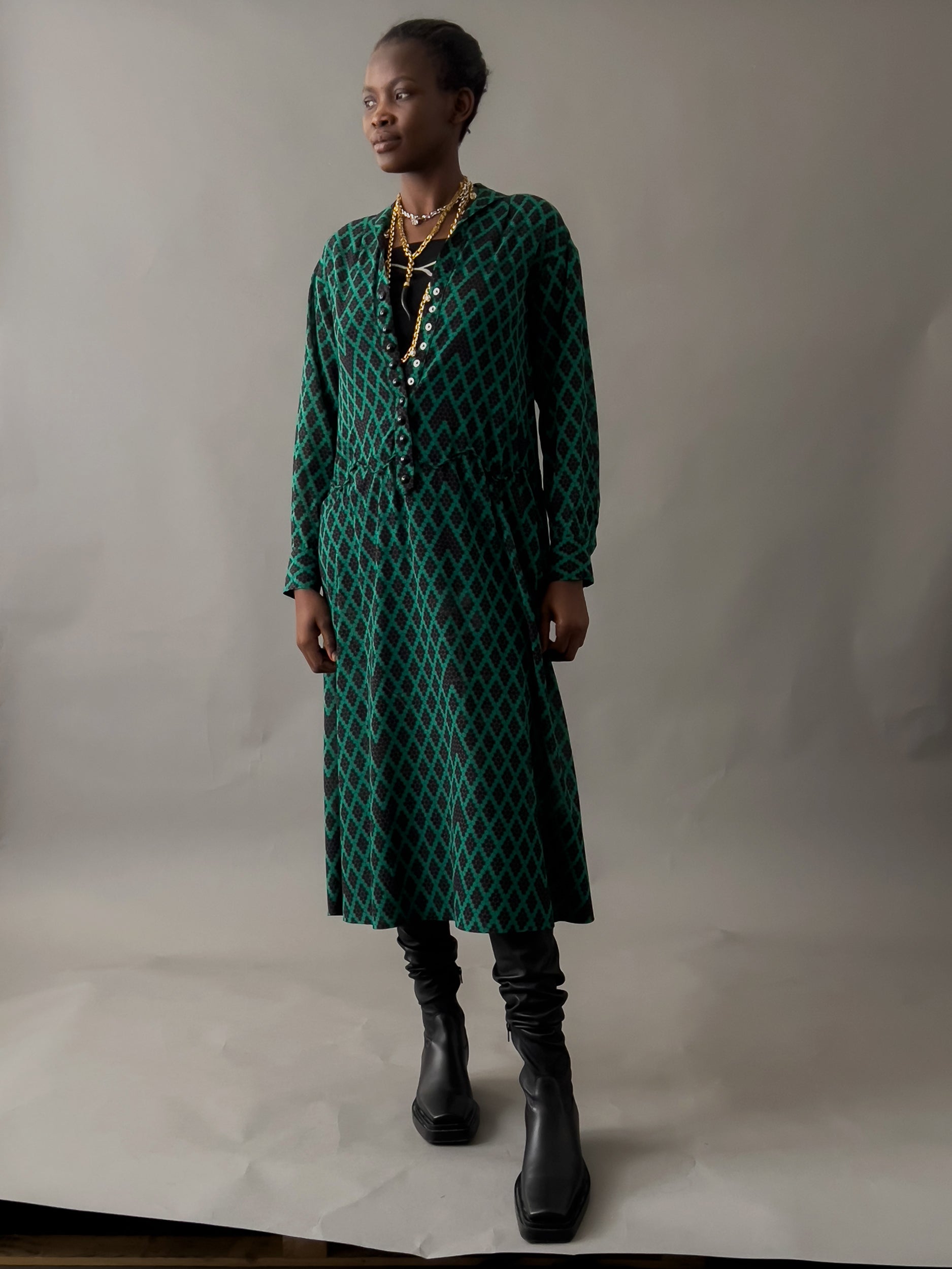 Ref. COUNTRY DR - Heart print silk stretch dress