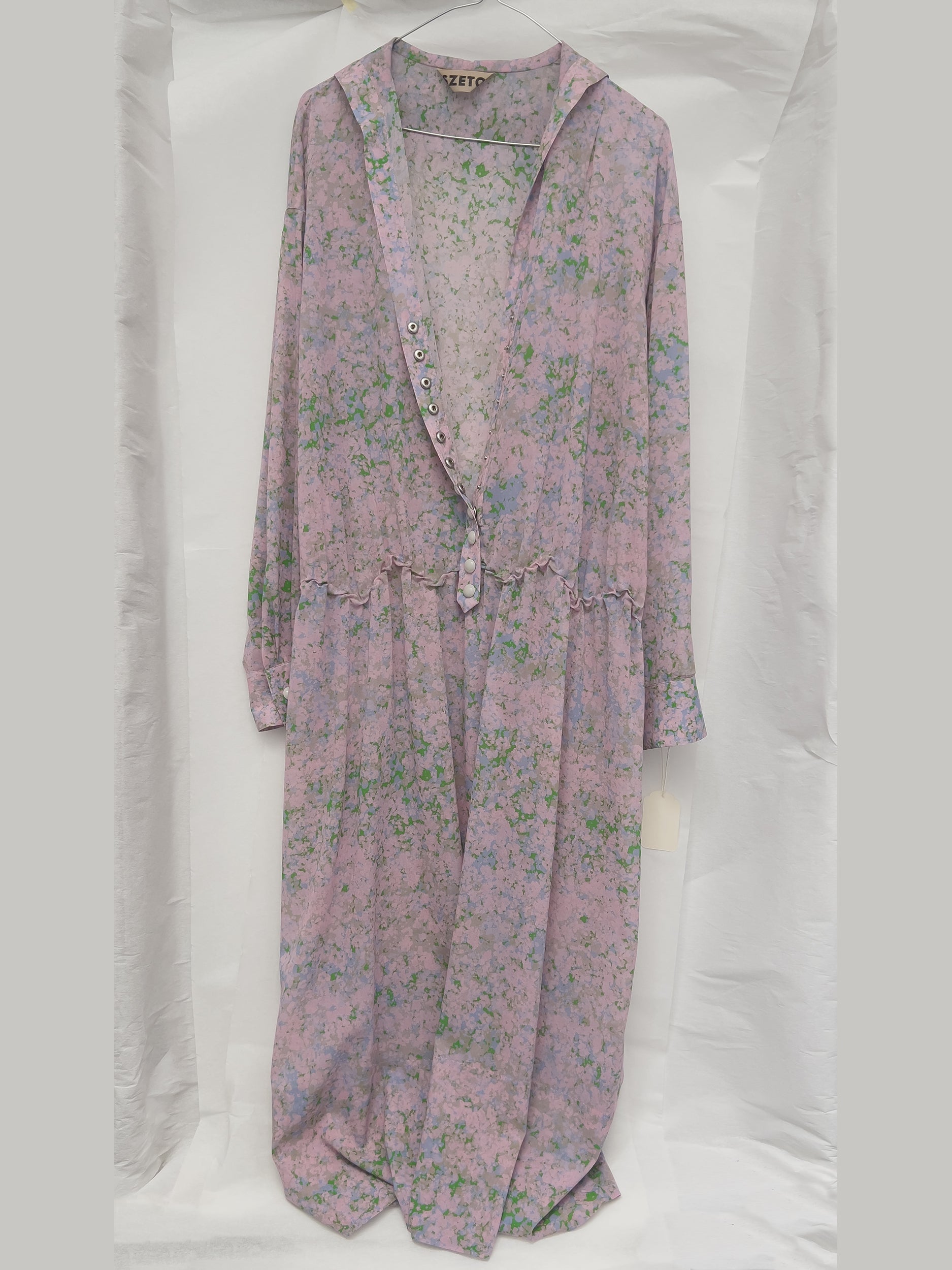 Ref. COUNTRY DR - abstract water color floral print silk stretch dress