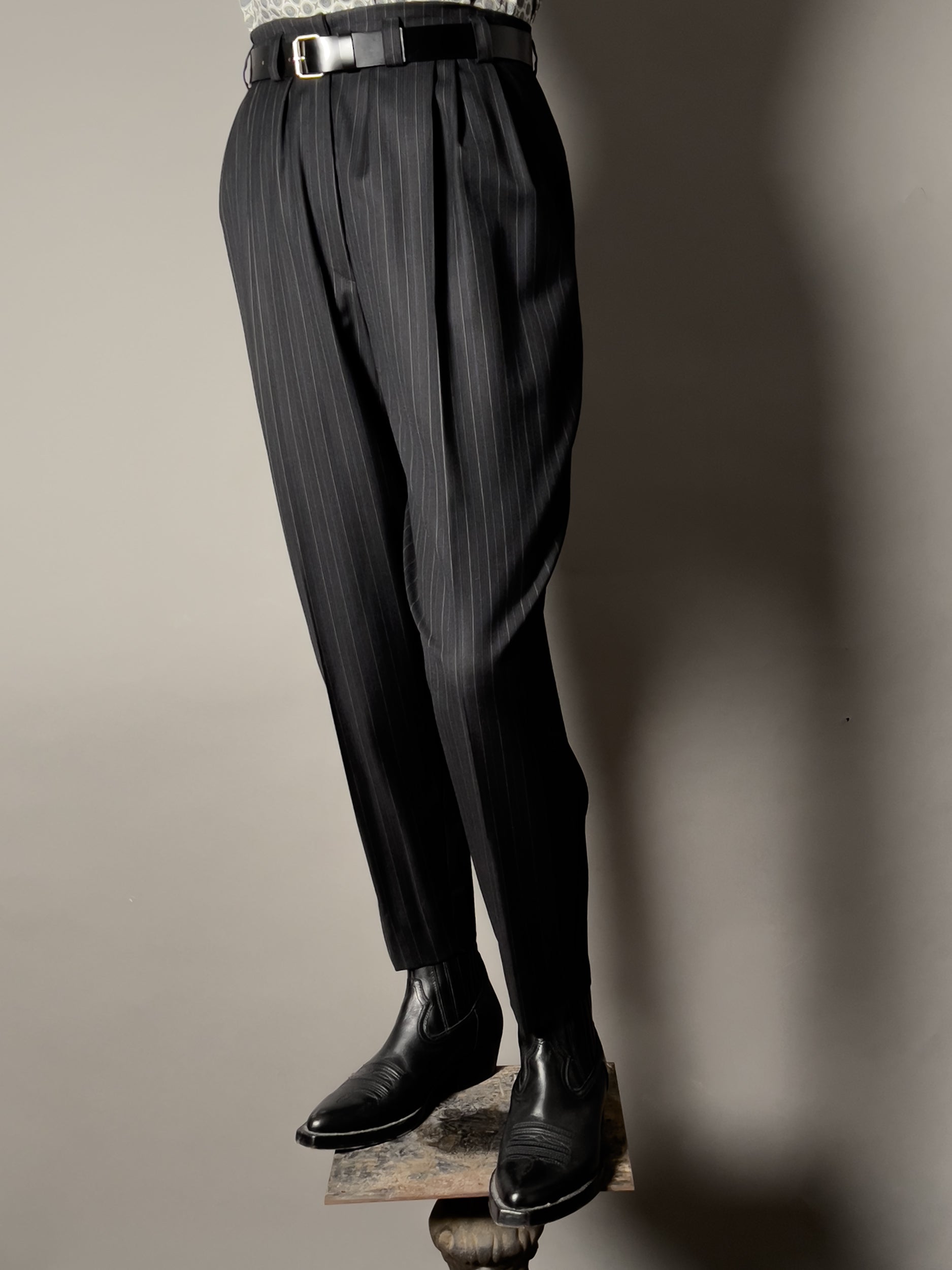 Ref. PAPER BAG TROUSER - grey pinstripe wool