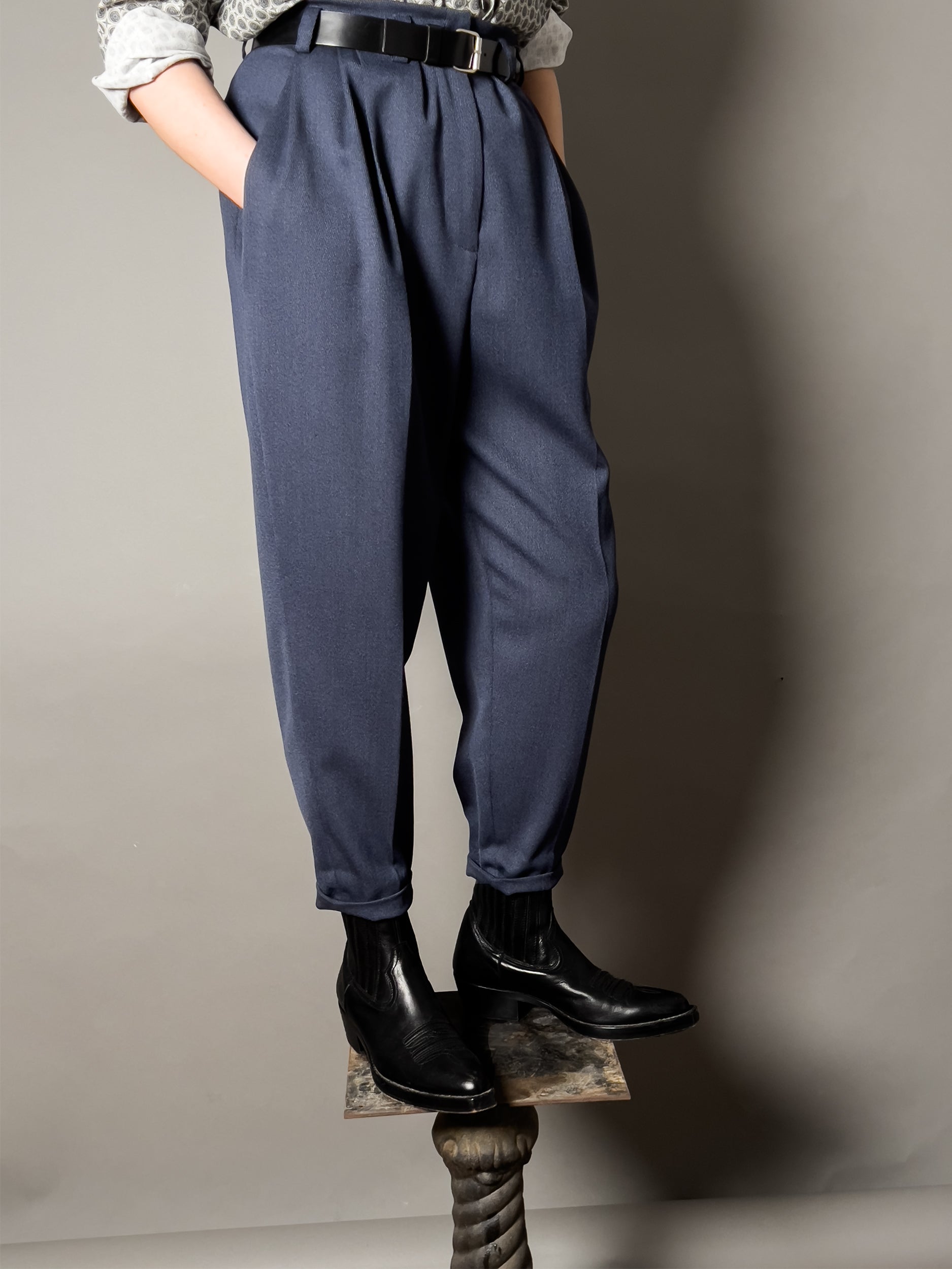 Ref. PAPER BAG TROUSER - indigo blue trousers