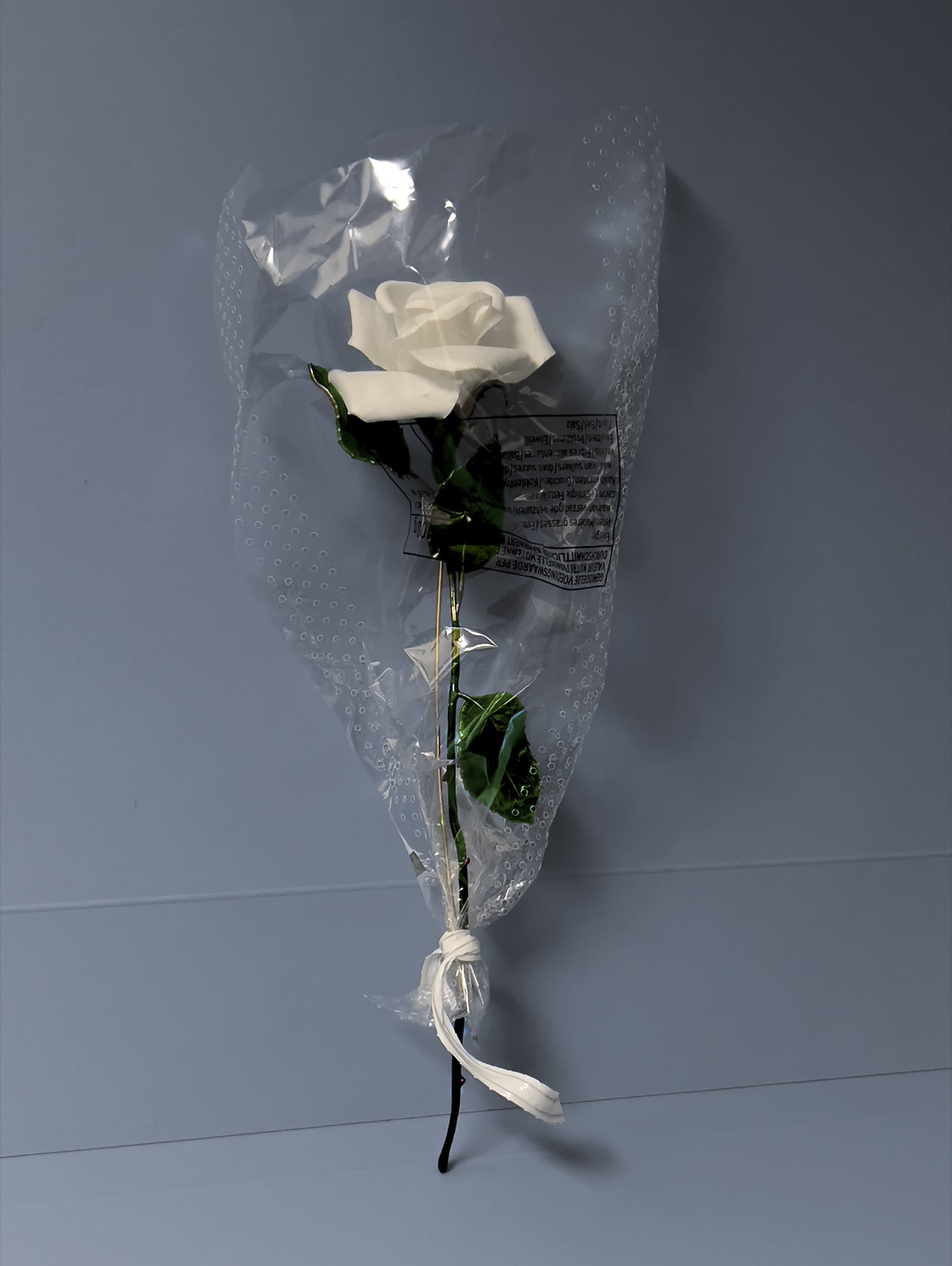 Ref. LONG STEM ROSE BROOCH - white & green