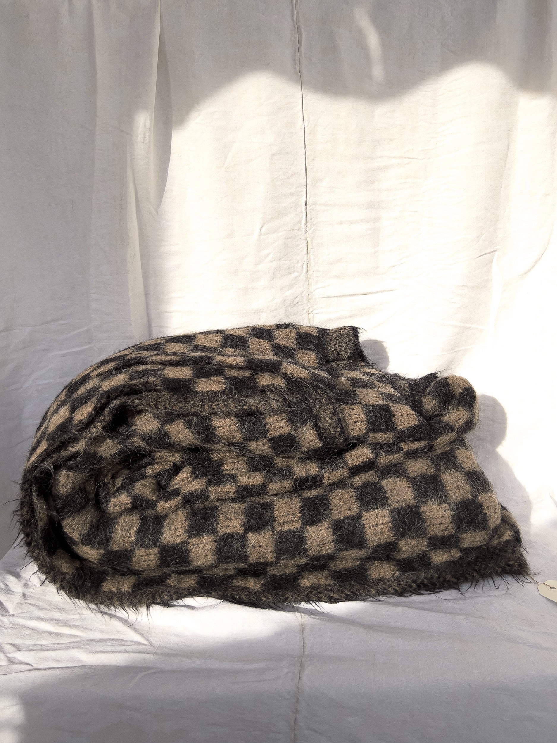 Ref. "CHECKERBOARD" blanket, 241 x 115 cm - taupe/dark brown