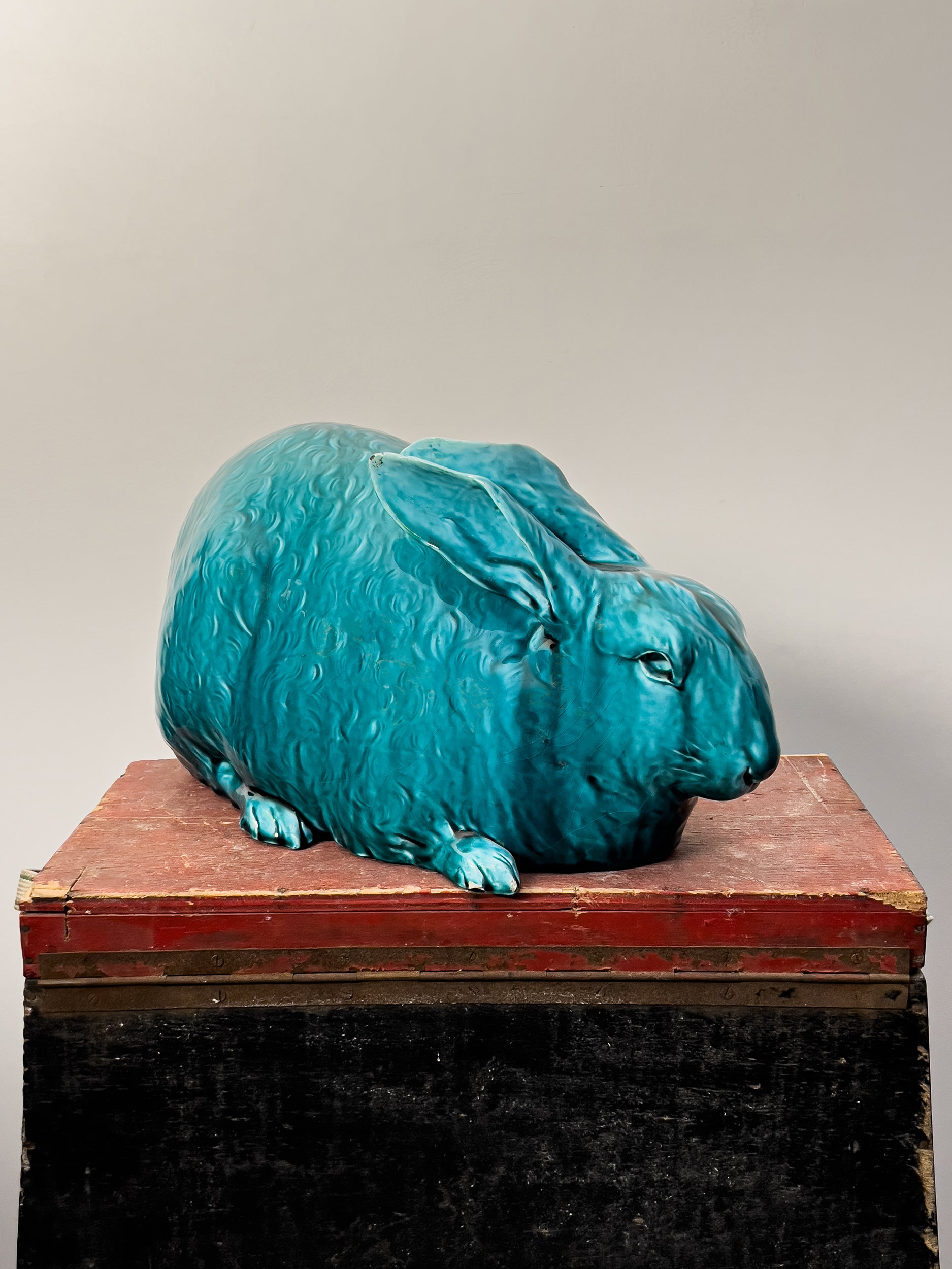 Ref. RABBIT FIGURE - terracotta, turquoise glaze – Szeto