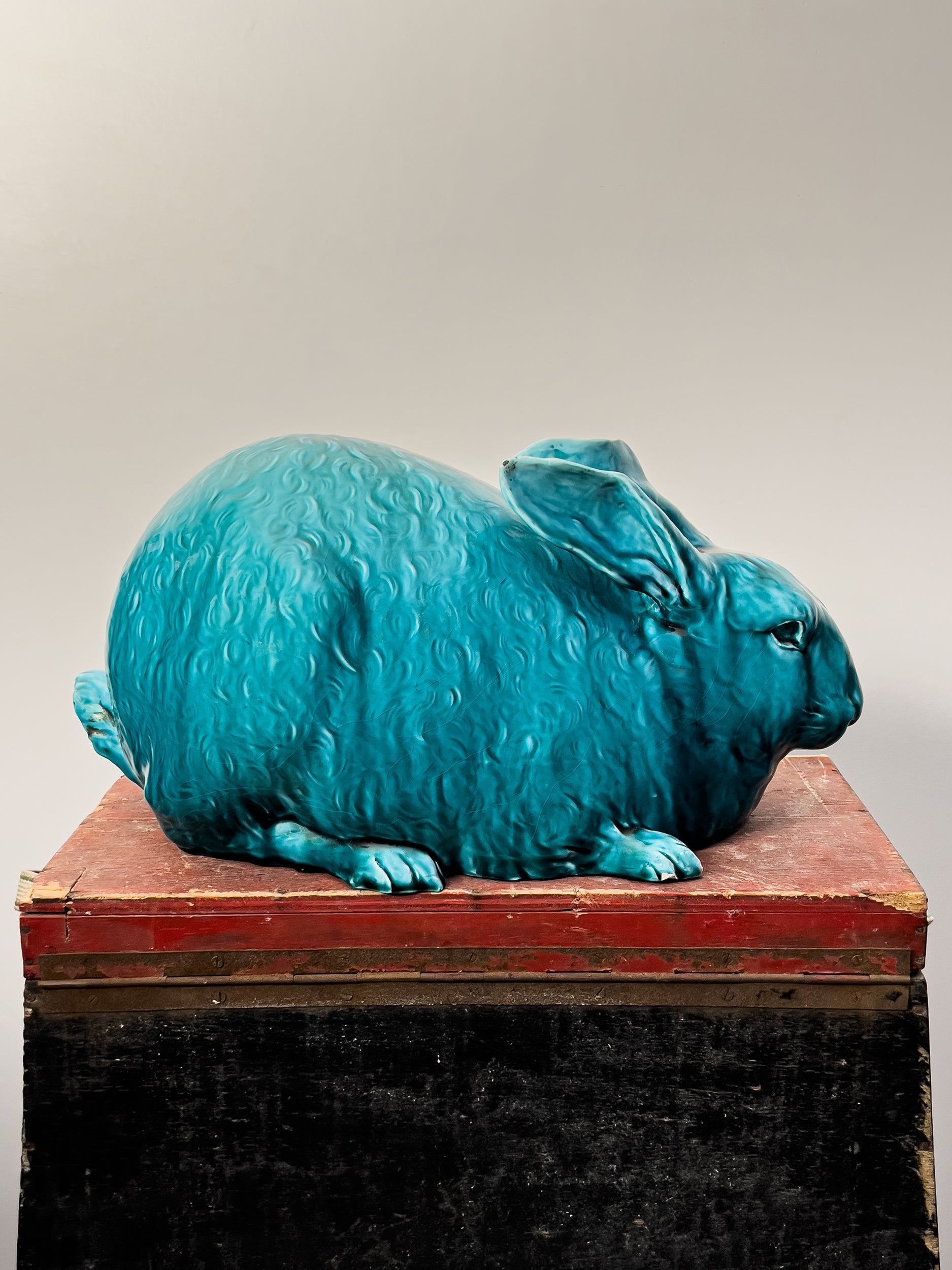 Ref. RABBIT FIGURE - terracotta, turquoise glaze – Szeto