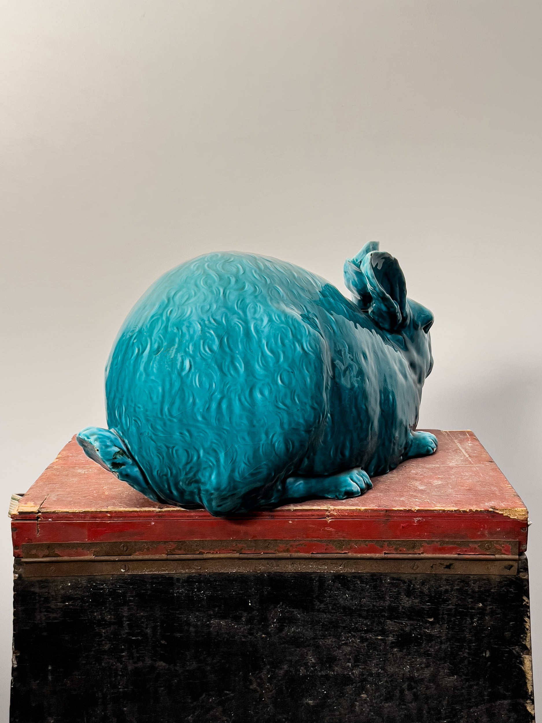 Ref. RABBIT FIGURE - terracotta, turquoise glaze