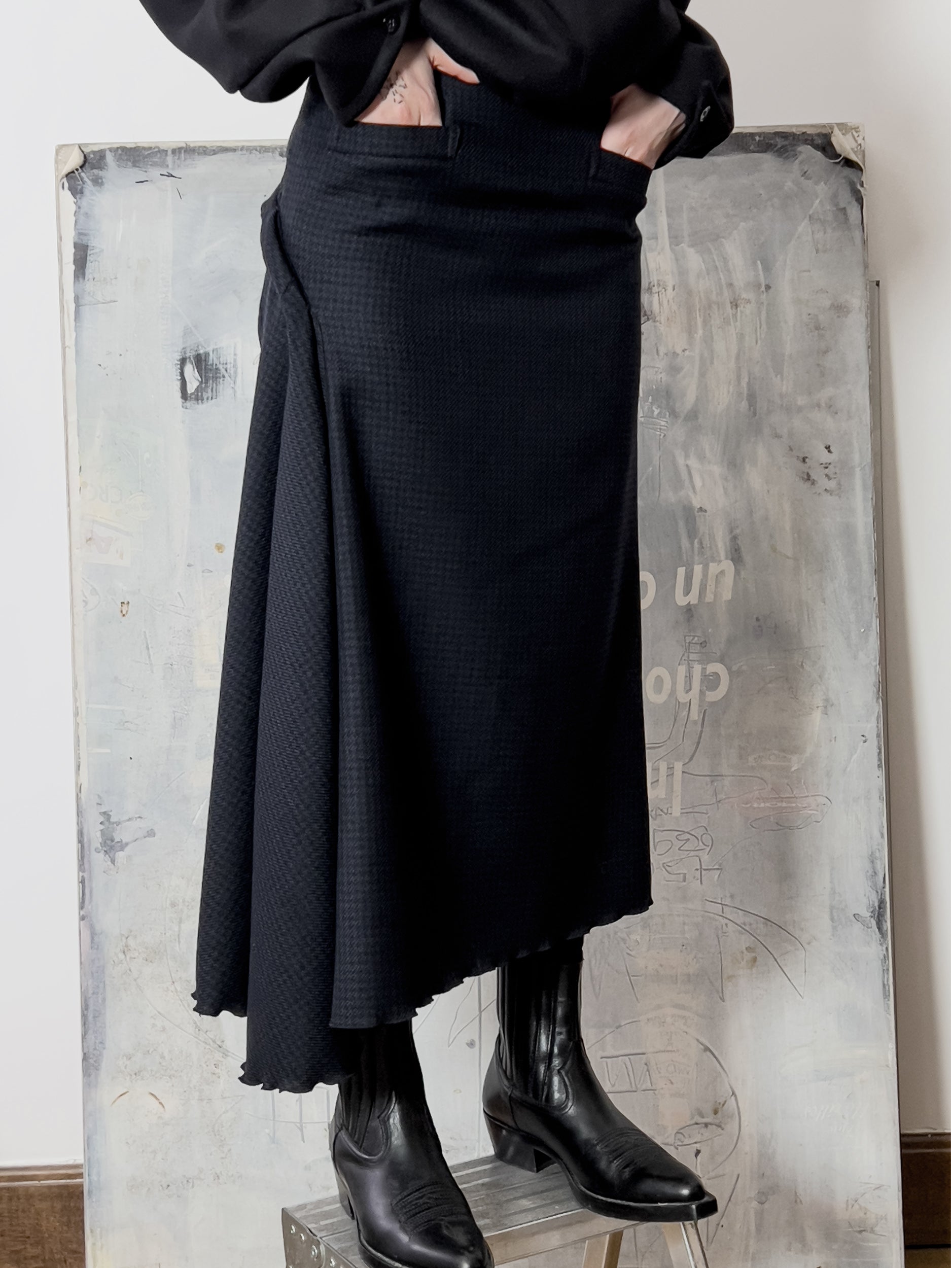 Ref. SNAKE SKIRT- houndstooth wool skirt