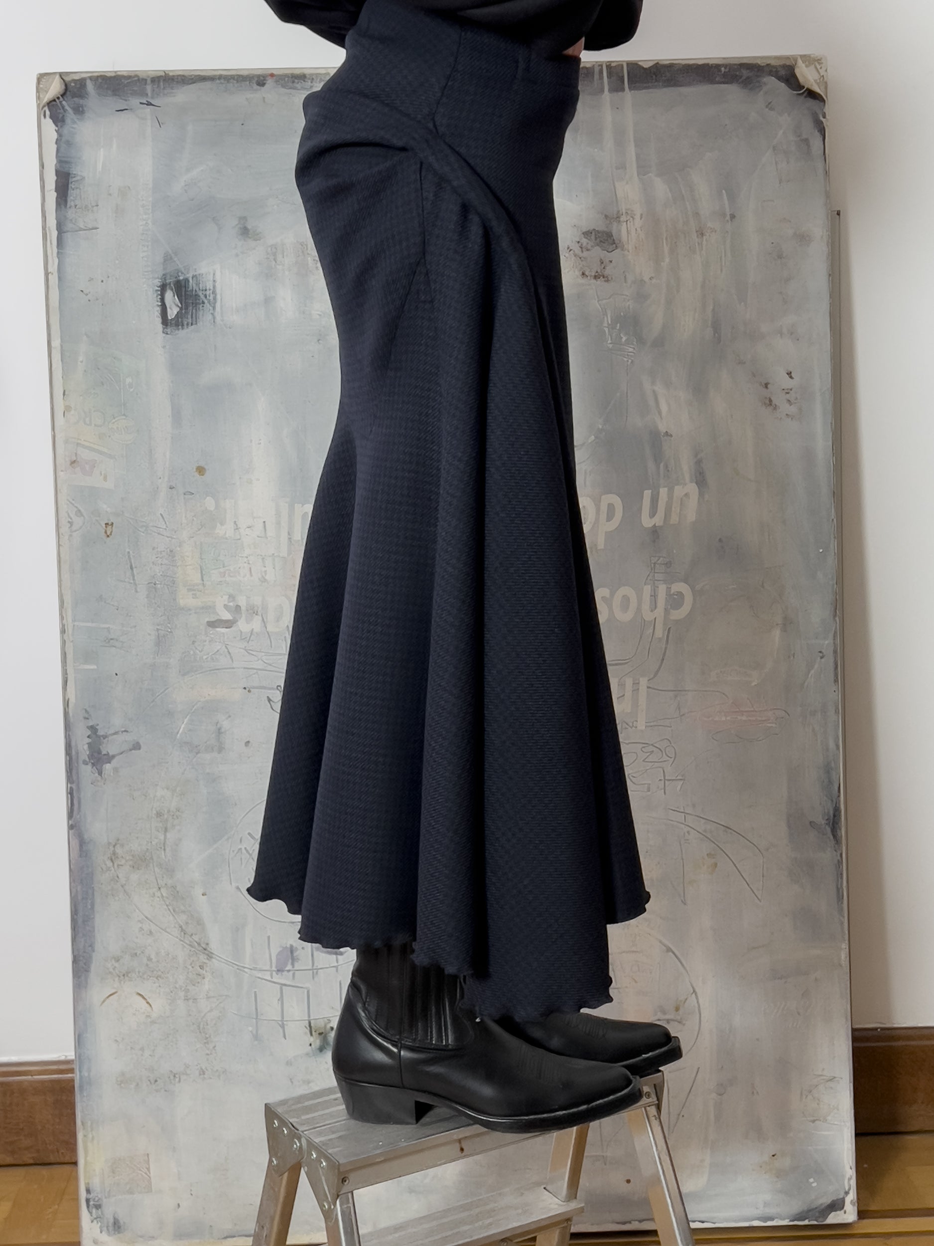 Ref. SNAKE SKIRT- houndstooth wool skirt
