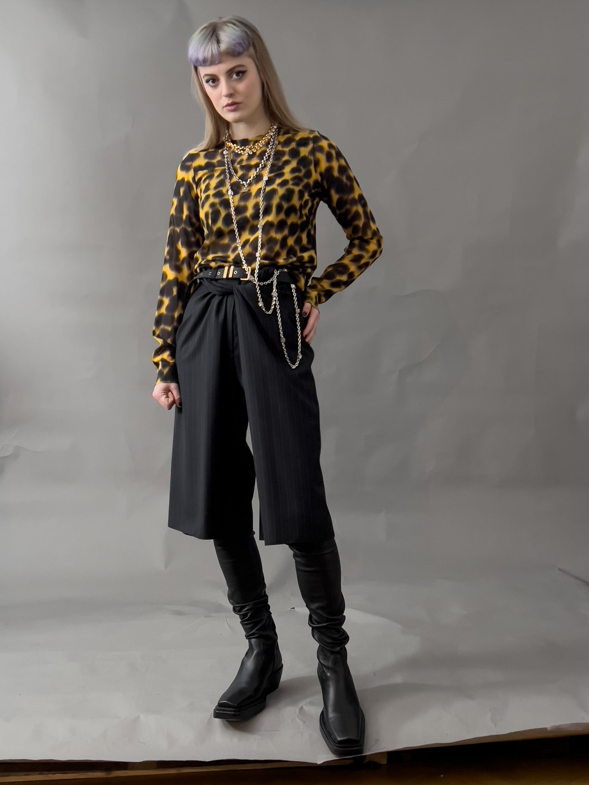 Ref. T-SHIRT DR L SL-"ikat" leopard - mini T-shirt dress