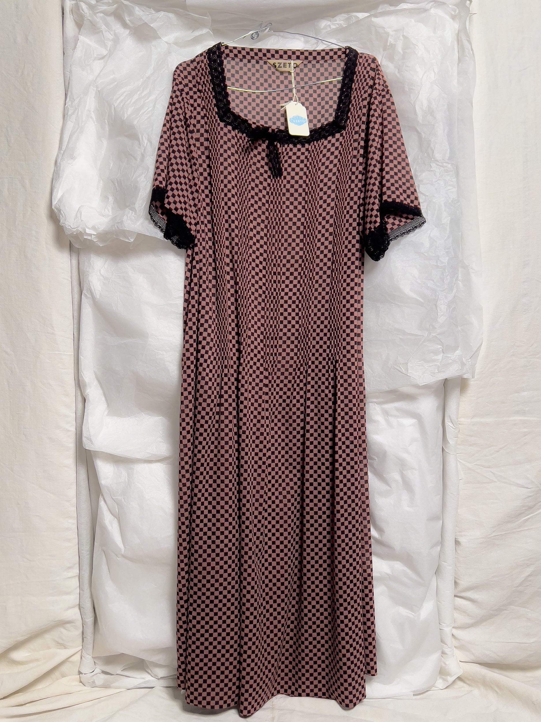 Ref. PINTUCK DR - checkerboard print dress