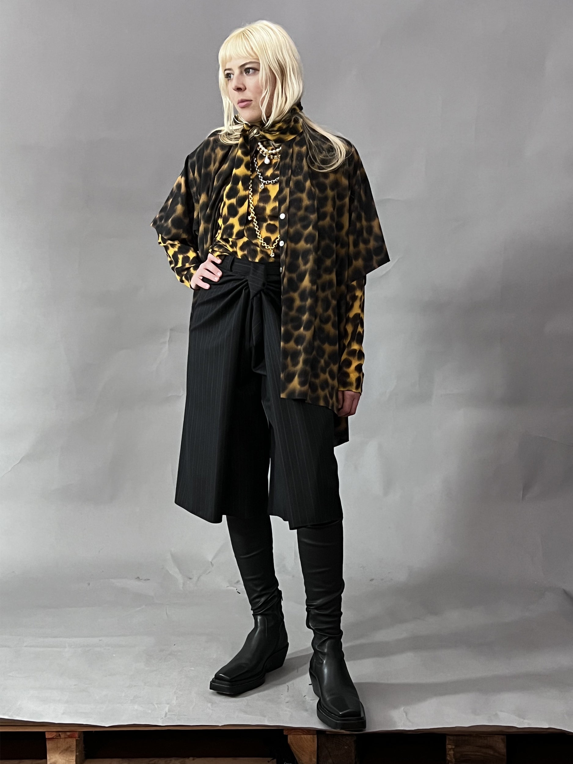 Ref. DREW TOP - "ikat" leopard print blouse