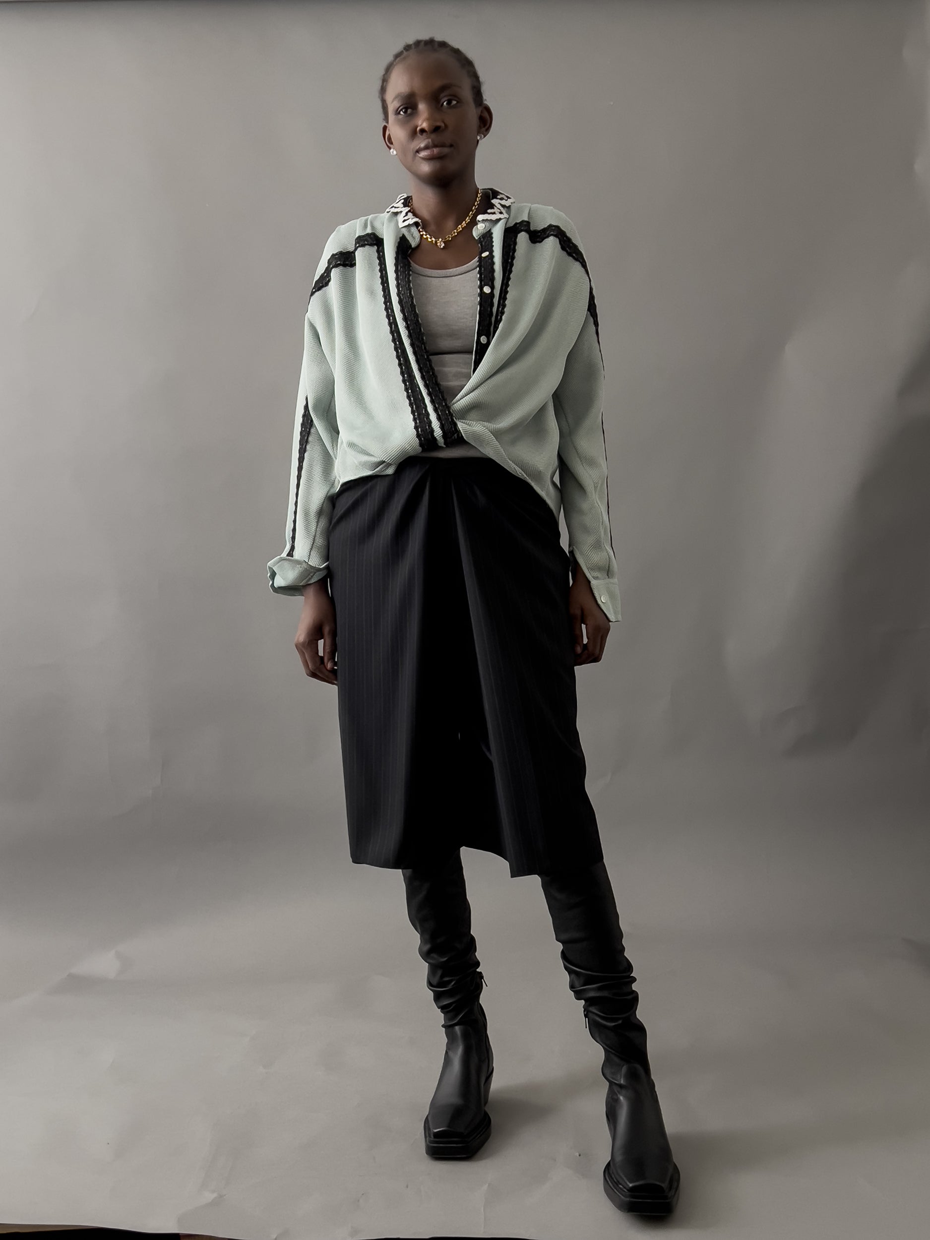 Ref. ZORI TOP 2 -baby blue/sand & black