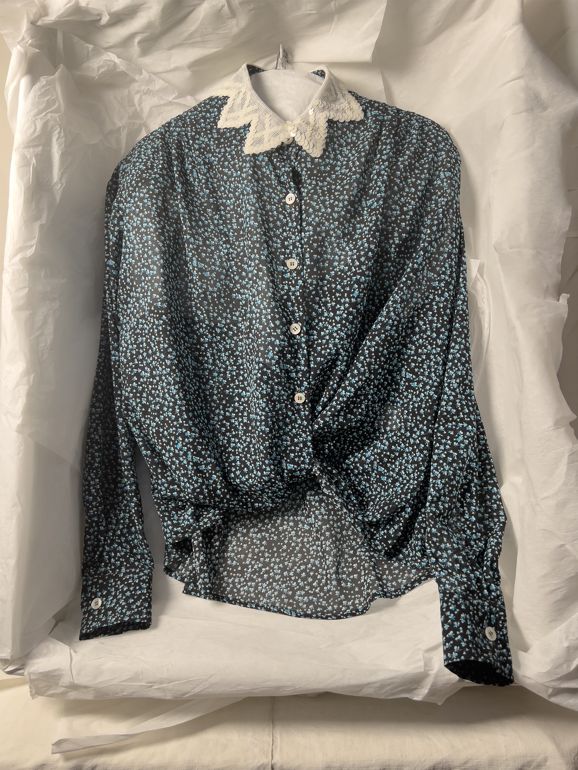 Ref. ZORI TOP 1 - prairie print silk stretch blouse